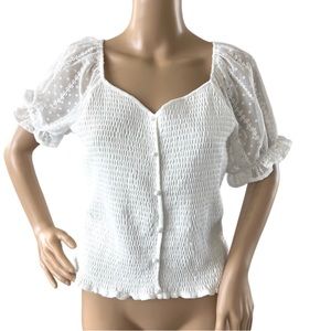 Amber Crop Top Knit Sheer Pluff Sleevs